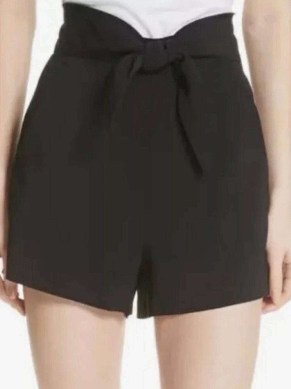 A.L.C. Black High-Waist Tie-Front Shorts